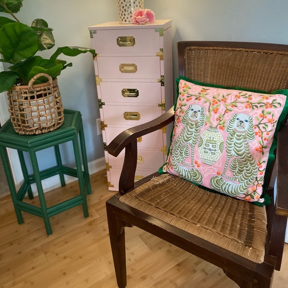 NWT Pillow Cover Grandmillennial Monkeys - Pink Green Chinoiserie Staffordshire - Picture 12 of 16